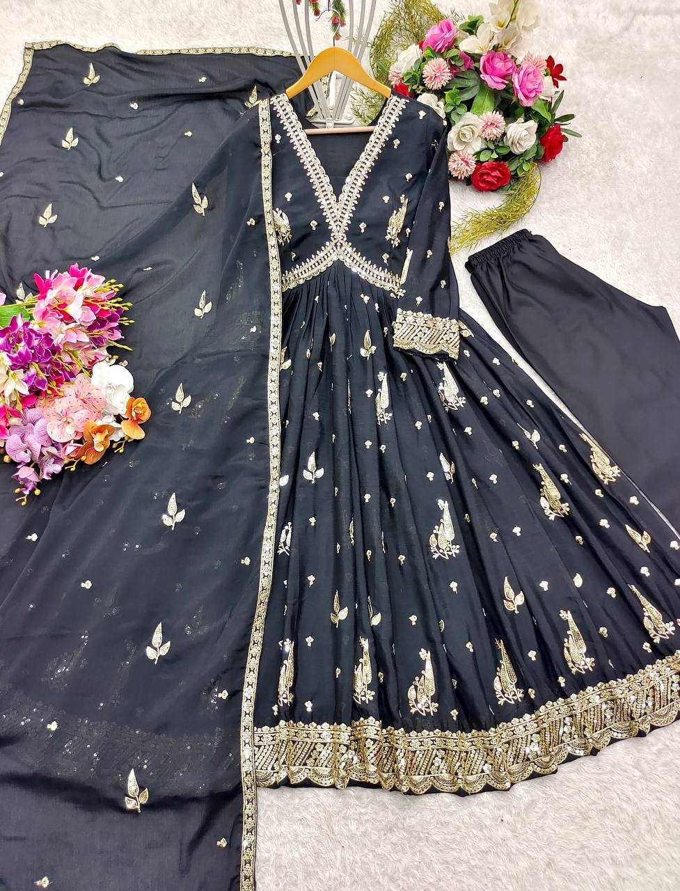 Ynf Chinon Silk KESH506 1149 Gowns Wholesale Fancy Gowns Embroidery Gowns Designer Gowns Manufacturer