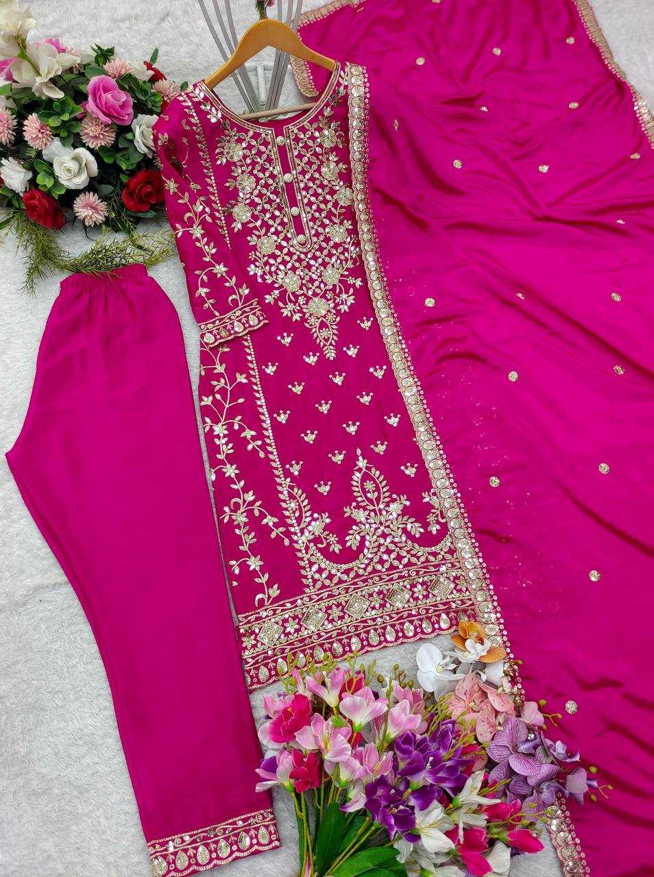 Ynf Chinon Silk KESH506 1150 Suits & Dresses Wedding Collections Festive Collections Wholesale Embroidery Suits Ladies Silk Suit Designer Suits Manufacturer