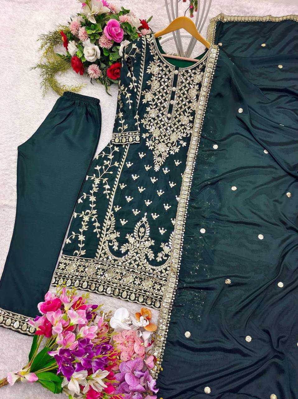 Ynf Chinon Silk KESH506 1150 Suits & Dresses Wedding Collections Festive Collections Wholesale Embroidery Suits Ladies Silk Suit Designer Suits Manufacturer