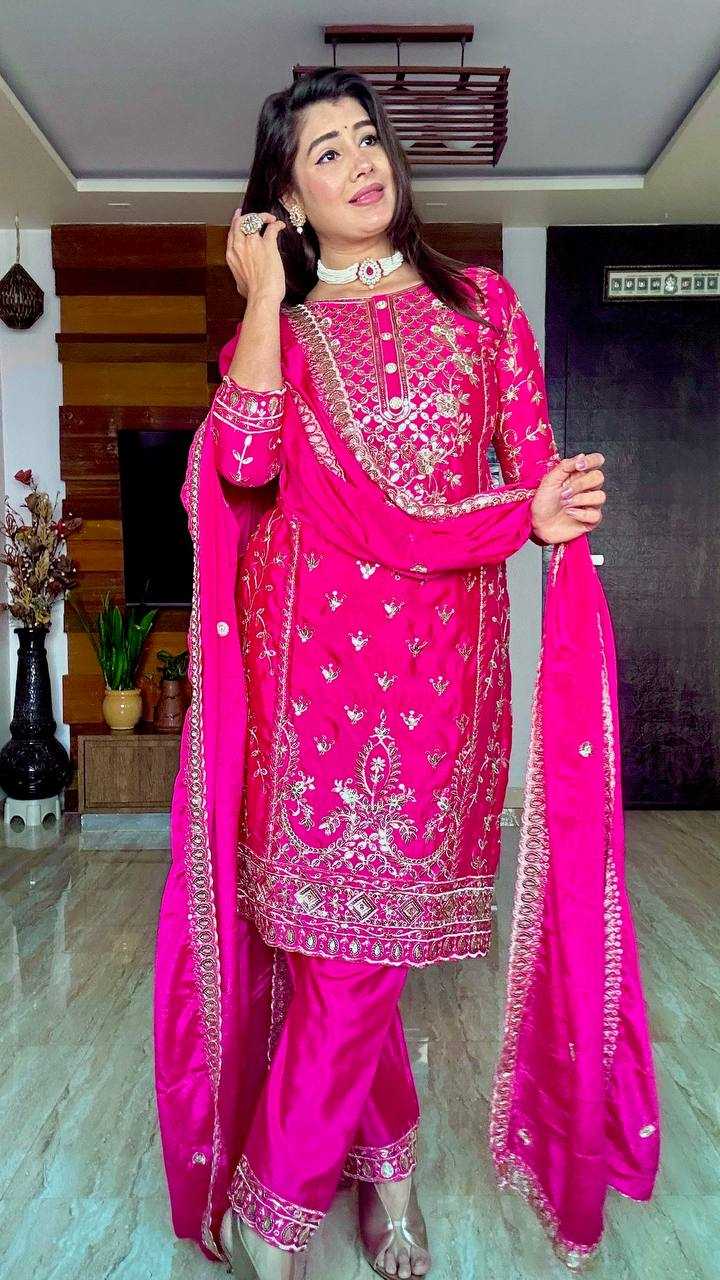 Ynf Chinon Silk KESH506 1150 Suits & Dresses Wedding Collections Festive Collections Wholesale Embroidery Suits Ladies Silk Suit Designer Suits Manufacturer