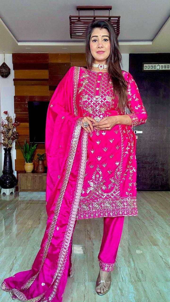 Ynf Chinon Silk KESH506 1150 Suits & Dresses Wedding Collections Festive Collections Wholesale Embroidery Suits Ladies Silk Suit Designer Suits Manufacturer
