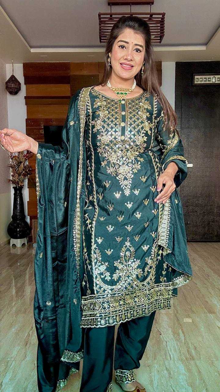 Ynf Chinon Silk KESH506 1150 Suits & Dresses Wedding Collections Festive Collections Wholesale Embroidery Suits Ladies Silk Suit Designer Suits Manufacturer