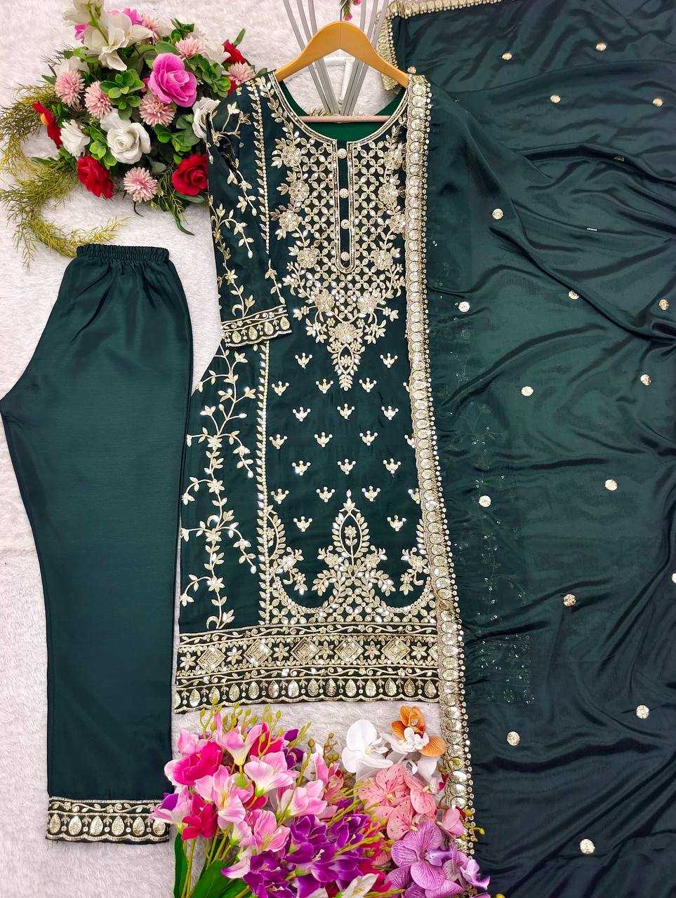 Ynf Chinon Silk KESH506 1150 Suits & Dresses Wedding Collections Festive Collections Wholesale Embroidery Suits Ladies Silk Suit Designer Suits Manufacturer