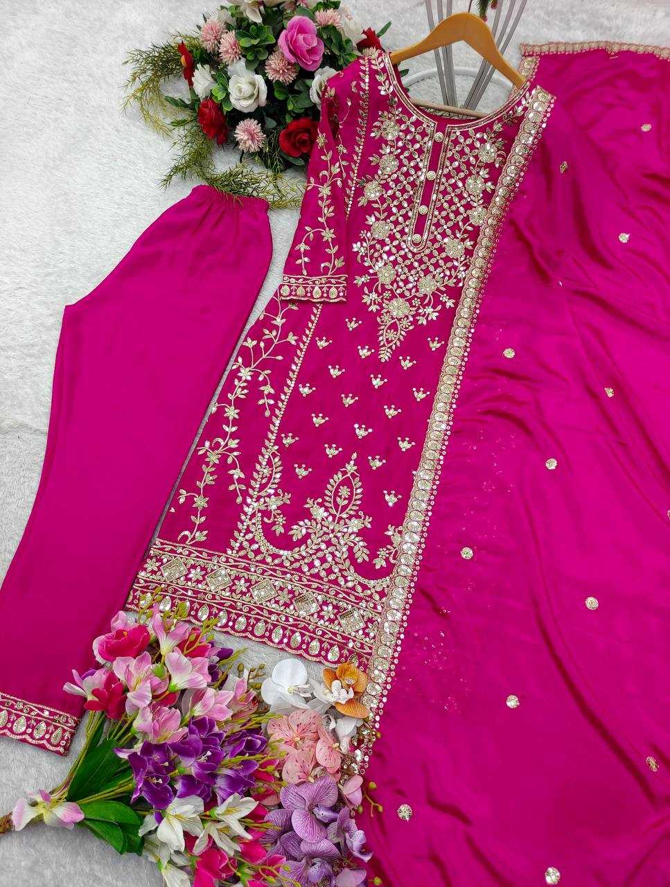 Ynf Chinon Silk KESH506 1150 Suits & Dresses Wedding Collections Festive Collections Wholesale Embroidery Suits Ladies Silk Suit Designer Suits Manufacturer