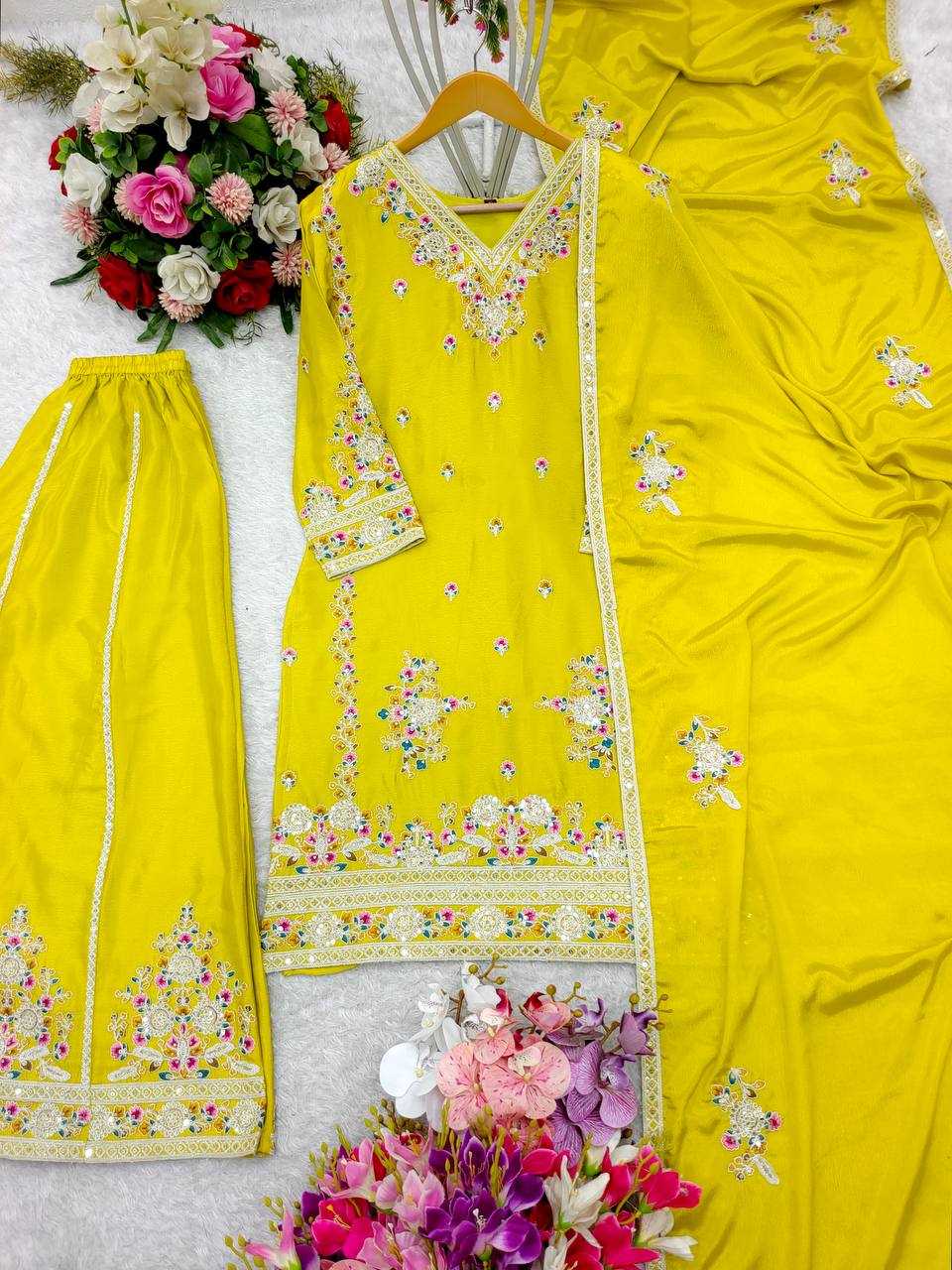 Ynf Chinon Silk KESH506 1151 Suits & Dresses Wedding Collections Festive Collections Wholesale Sharara Salwar Suits Embroidery Suits Ladies Silk Suit Manufacturer