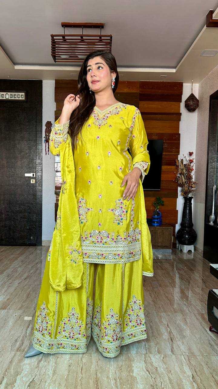 Ynf Chinon Silk KESH506 1151 Suits & Dresses Wedding Collections Festive Collections Wholesale Sharara Salwar Suits Embroidery Suits Ladies Silk Suit Manufacturer