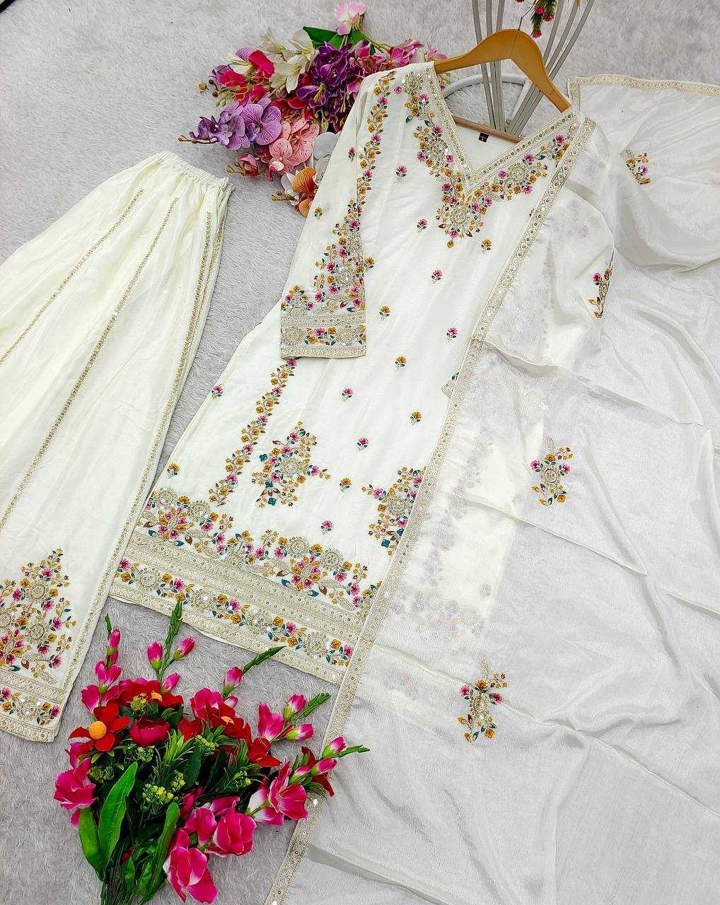 Ynf Chinon Silk KESH506 1151 Suits & Dresses Wedding Collections Festive Collections Wholesale Sharara Salwar Suits Embroidery Suits Ladies Silk Suit Manufacturer