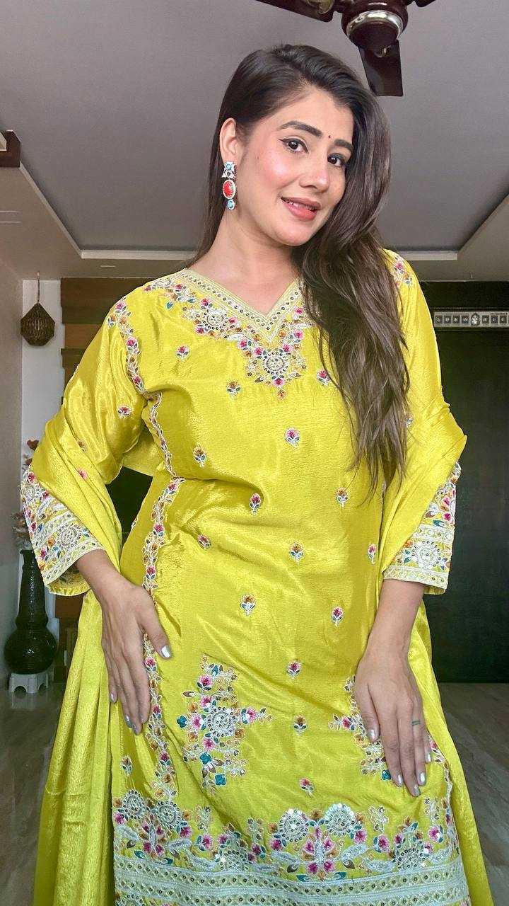 Ynf Chinon Silk KESH506 1151 Suits & Dresses Wedding Collections Festive Collections Wholesale Sharara Salwar Suits Embroidery Suits Ladies Silk Suit Manufacturer