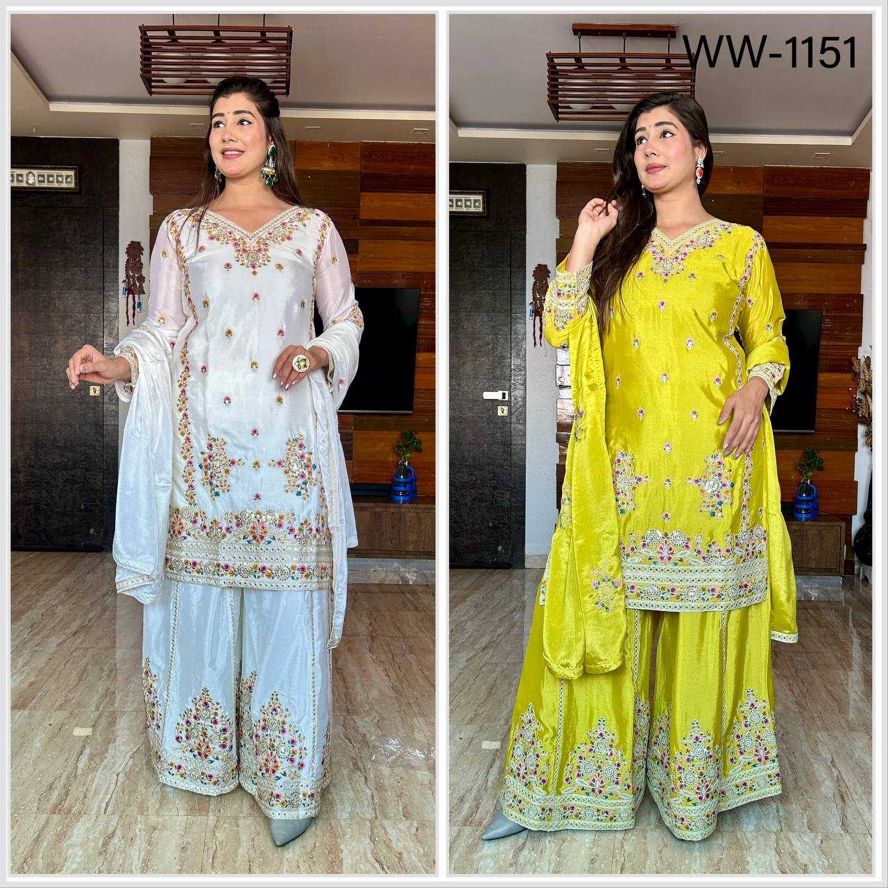 Ynf Chinon Silk KESH506 1151 Suits & Dresses Wedding Collections Festive Collections Wholesale Sharara Salwar Suits Embroidery Suits Ladies Silk Suit Manufacturer