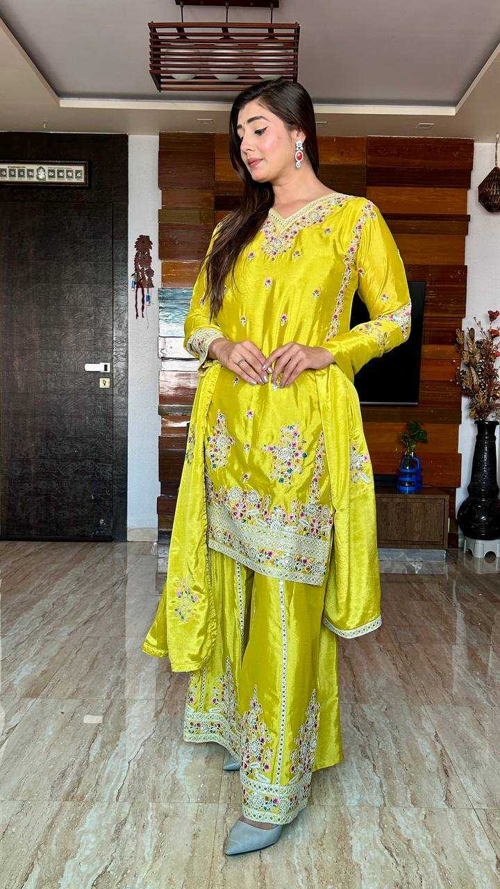 Ynf Chinon Silk KESH506 1151 Suits & Dresses Wedding Collections Festive Collections Wholesale Sharara Salwar Suits Embroidery Suits Ladies Silk Suit Manufacturer