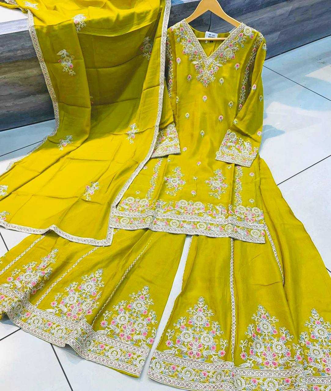 Ynf Chinon Silk KESH506 1151 Suits & Dresses Wedding Collections Festive Collections Wholesale Sharara Salwar Suits Embroidery Suits Ladies Silk Suit Manufacturer
