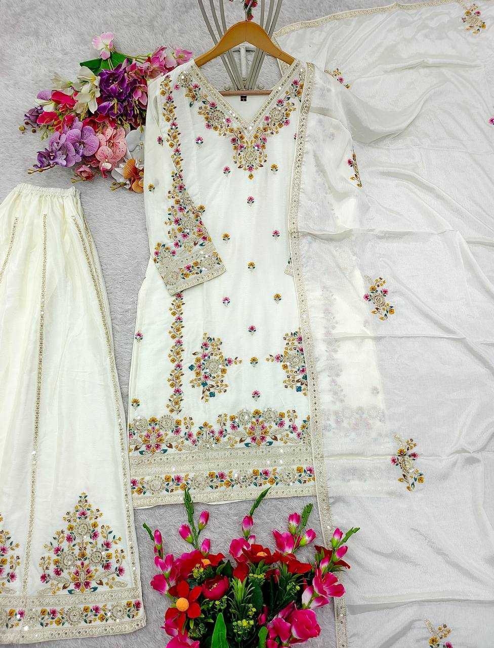 Ynf Chinon Silk KESH506 1151 Suits & Dresses Wedding Collections Festive Collections Wholesale Sharara Salwar Suits Embroidery Suits Ladies Silk Suit Manufacturer