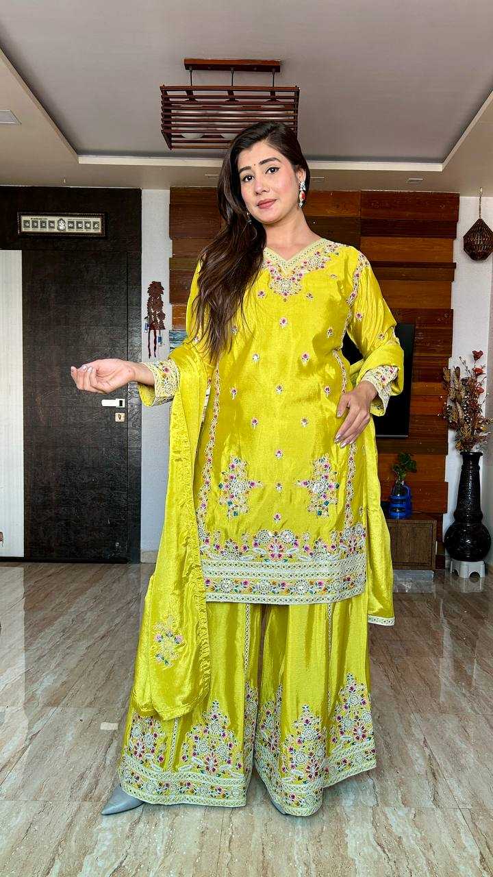 Ynf Chinon Silk KESH506 1151 Suits & Dresses Wedding Collections Festive Collections Wholesale Sharara Salwar Suits Embroidery Suits Ladies Silk Suit Manufacturer
