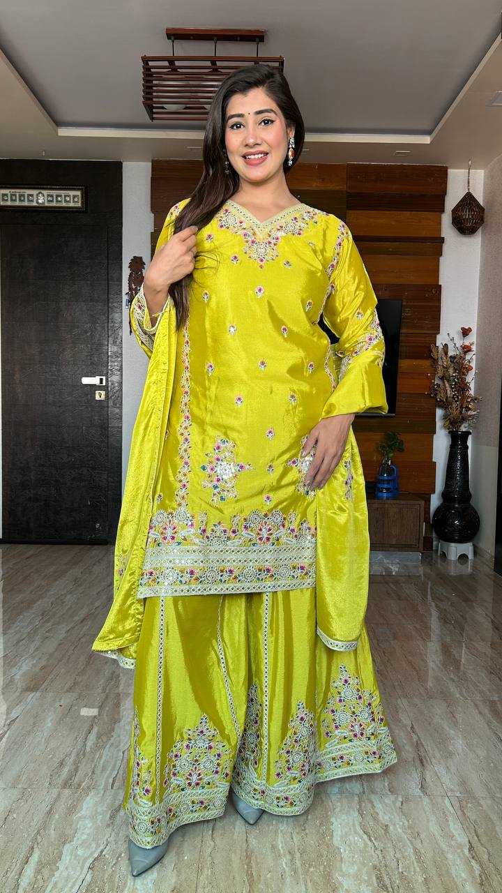 Ynf Chinon Silk KESH506 1151 Suits & Dresses Wedding Collections Festive Collections Wholesale Sharara Salwar Suits Embroidery Suits Ladies Silk Suit Manufacturer