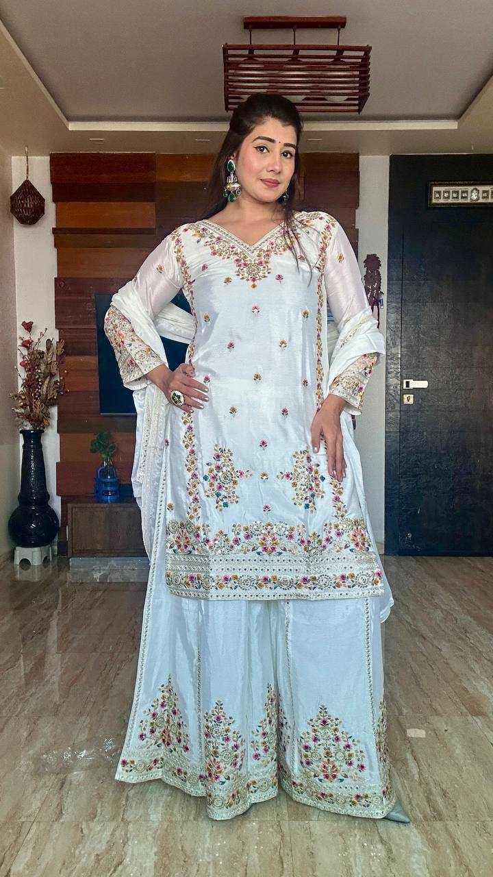 Ynf Chinon Silk KESH506 1151 Suits & Dresses Wedding Collections Festive Collections Wholesale Sharara Salwar Suits Embroidery Suits Ladies Silk Suit Manufacturer