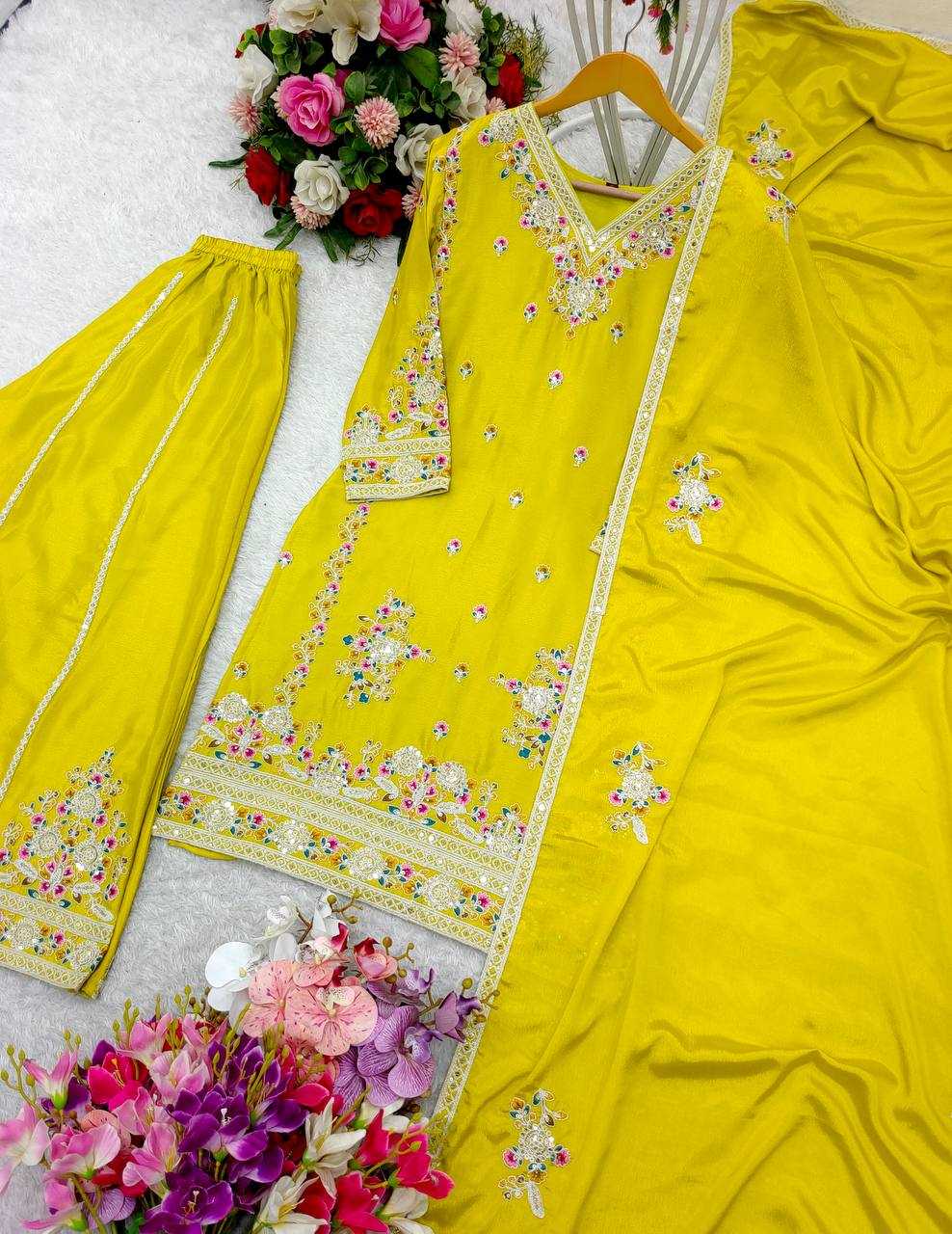 Ynf Chinon Silk KESH506 1151 Suits & Dresses Wedding Collections Festive Collections Wholesale Sharara Salwar Suits Embroidery Suits Ladies Silk Suit Manufacturer