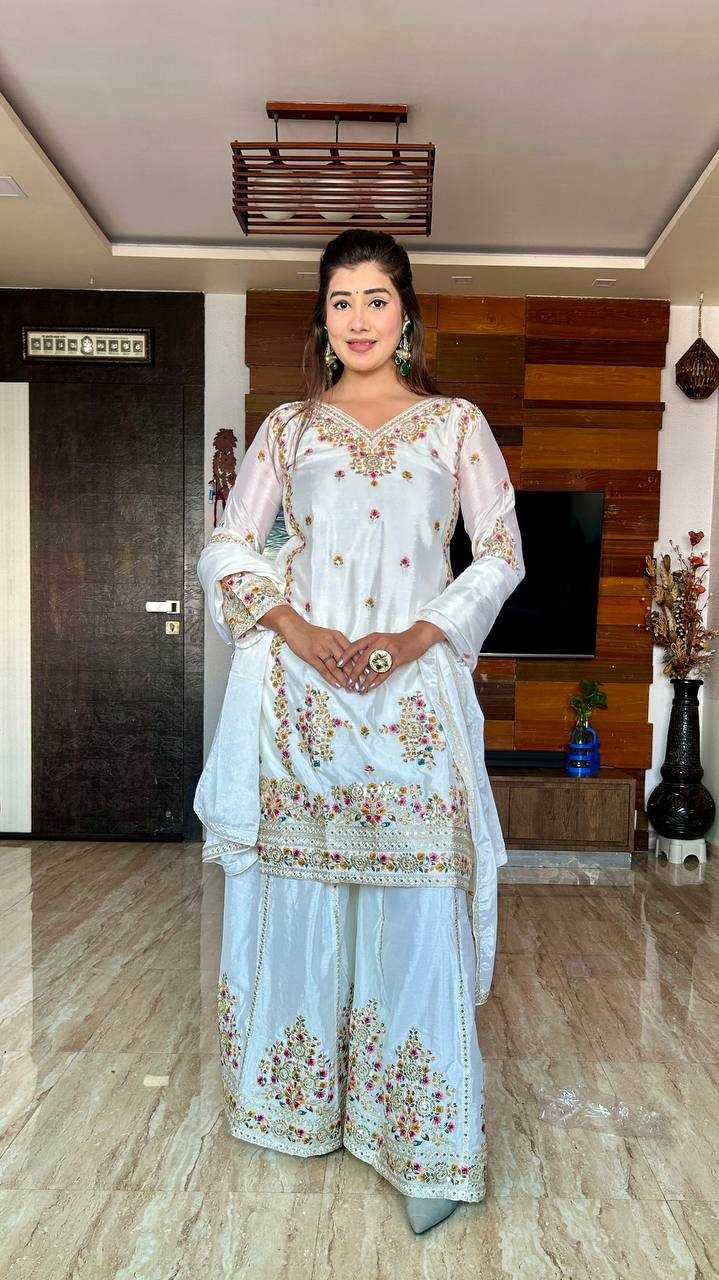 Ynf Chinon Silk KESH506 1151 Suits & Dresses Wedding Collections Festive Collections Wholesale Sharara Salwar Suits Embroidery Suits Ladies Silk Suit Manufacturer
