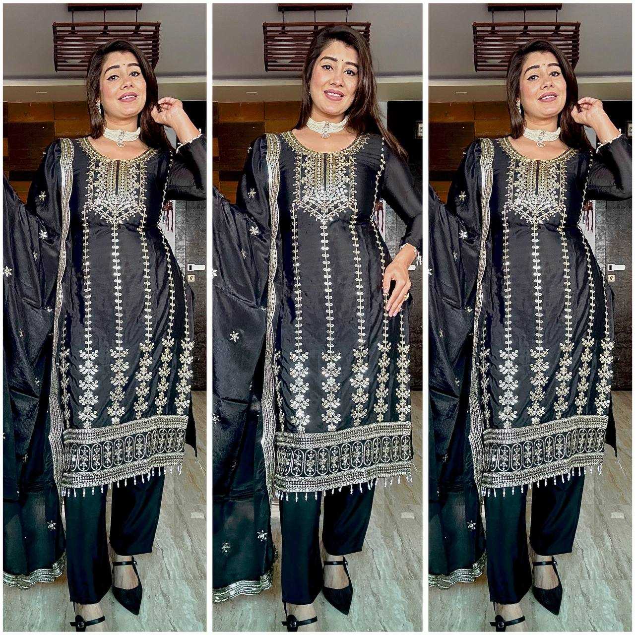 Ynf Chinon Silk KESH506 1152 Suits & Dresses Wedding Collections Festive Collections Wholesale Embroidery Suits Ladies Silk Suit Wedding Suits Manufacturer