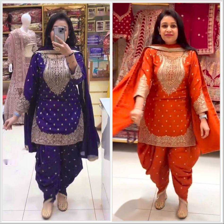 Ynf Chinon Silk KESH506 1153 Suits & Dresses Wedding Collections Festive Collections Wholesale Embroidery Suits Ladies Silk Suit Dhoti Salwar Suit Manufacturer