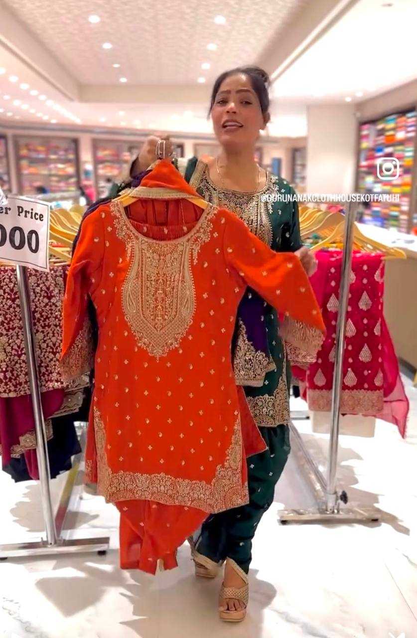 Ynf Chinon Silk KESH506 1153 Suits & Dresses Wedding Collections Festive Collections Wholesale Embroidery Suits Ladies Silk Suit Dhoti Salwar Suit Manufacturer