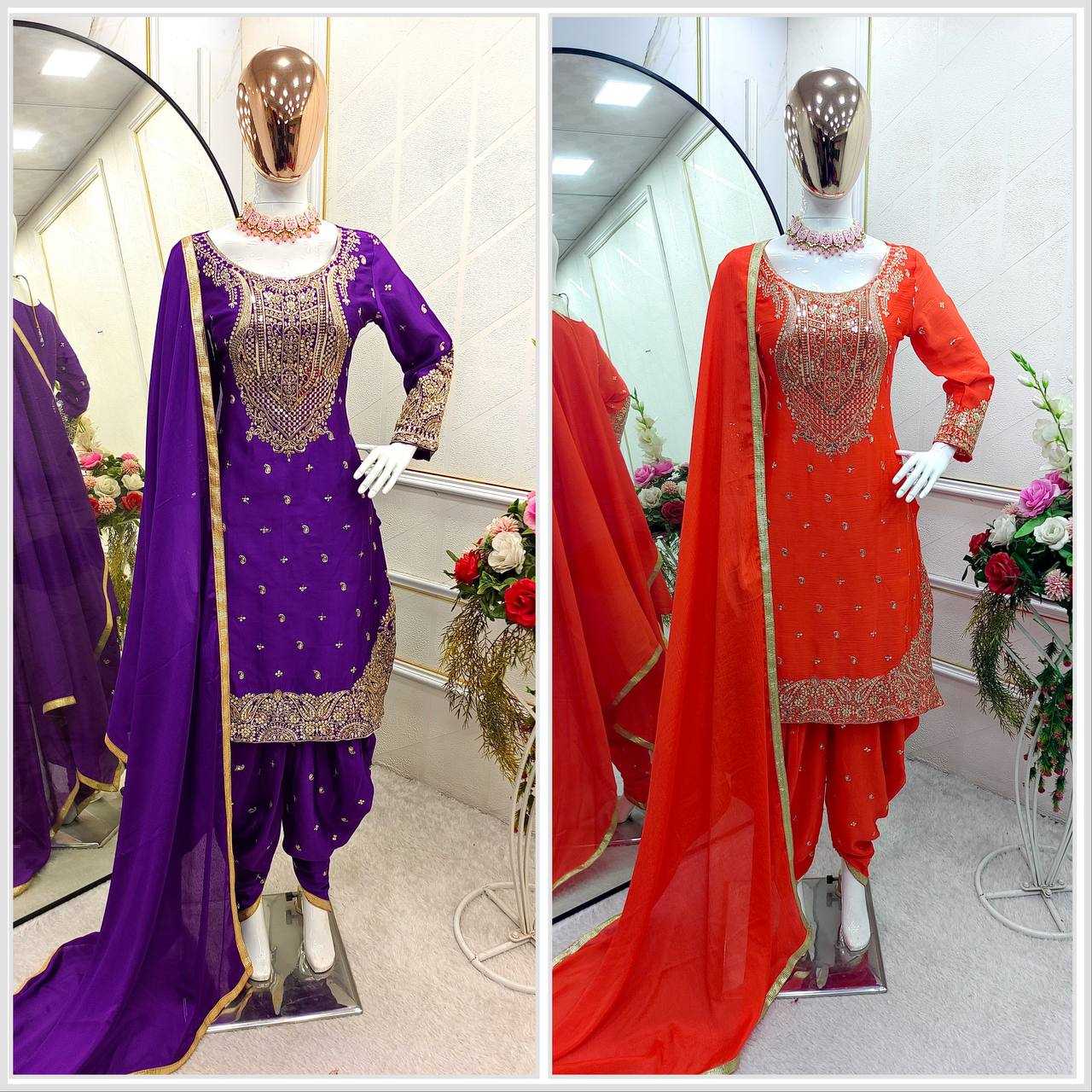 Ynf Chinon Silk KESH506 1153 Suits & Dresses Wedding Collections Festive Collections Wholesale Embroidery Suits Ladies Silk Suit Dhoti Salwar Suit Manufacturer