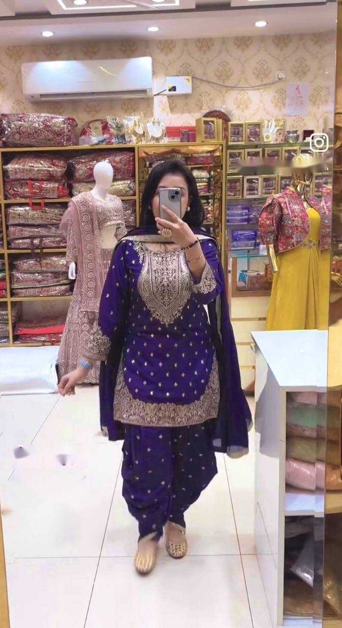Ynf Chinon Silk KESH506 1153 Suits & Dresses Wedding Collections Festive Collections Wholesale Embroidery Suits Ladies Silk Suit Dhoti Salwar Suit Manufacturer