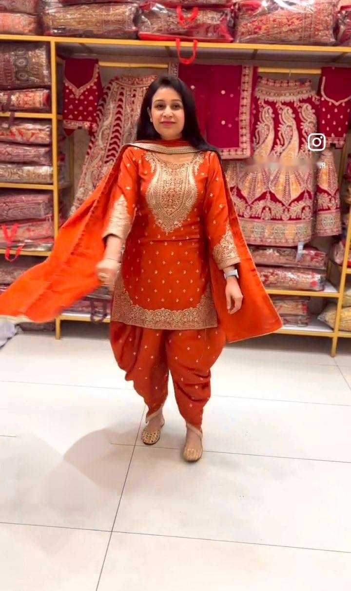Ynf Chinon Silk KESH506 1153 Suits & Dresses Wedding Collections Festive Collections Wholesale Embroidery Suits Ladies Silk Suit Dhoti Salwar Suit Manufacturer