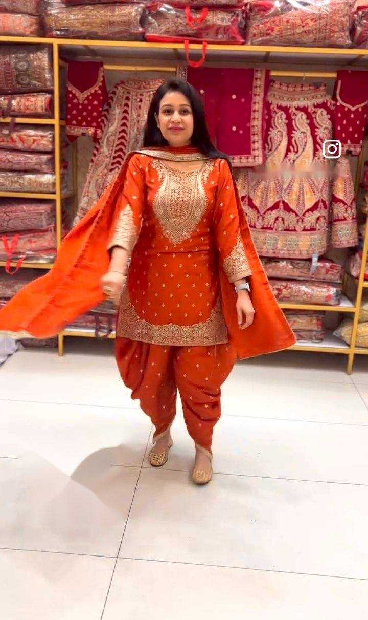 Ynf Chinon Silk KESH506 1153 Suits & Dresses Wedding Collections Festive Collections Wholesale Embroidery Suits Ladies Silk Suit Dhoti Salwar Suit Manufacturer