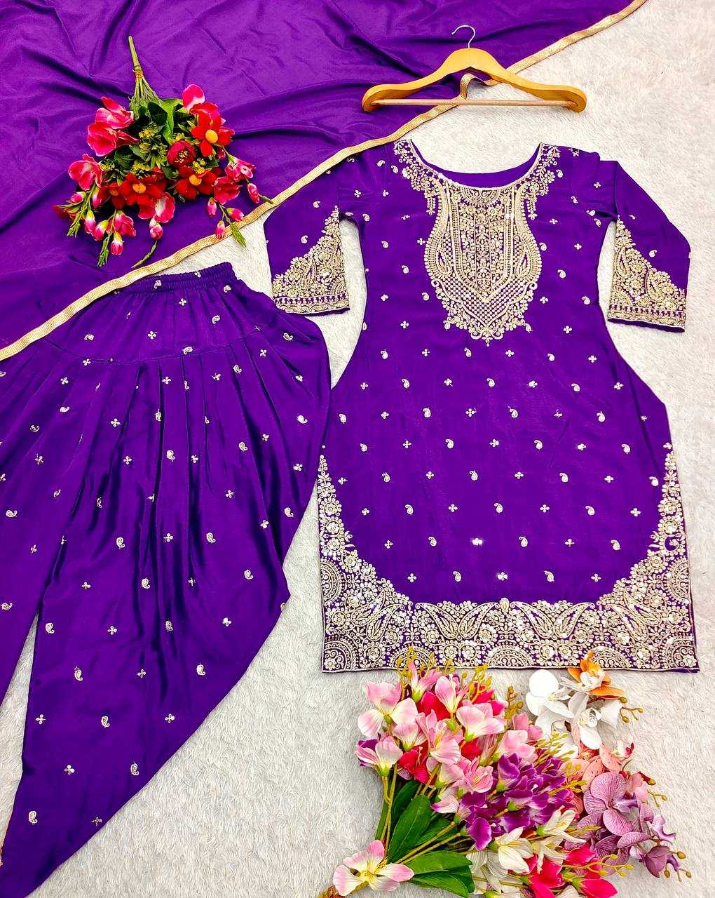 Ynf Chinon Silk KESH506 1153 Suits & Dresses Wedding Collections Festive Collections Wholesale Embroidery Suits Ladies Silk Suit Dhoti Salwar Suit Manufacturer