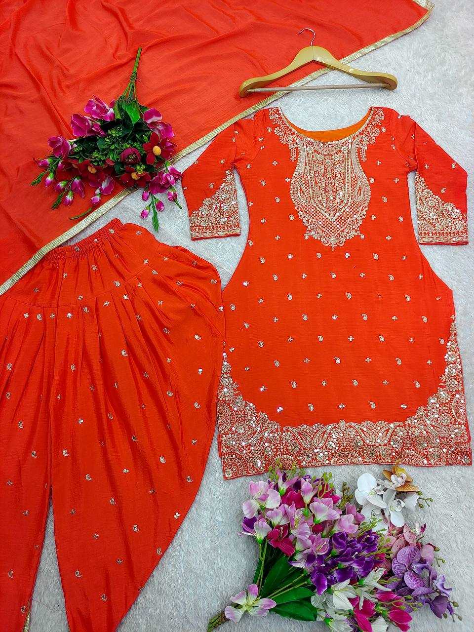 Ynf Chinon Silk KESH506 1153 Suits & Dresses Wedding Collections Festive Collections Wholesale Embroidery Suits Ladies Silk Suit Dhoti Salwar Suit Manufacturer