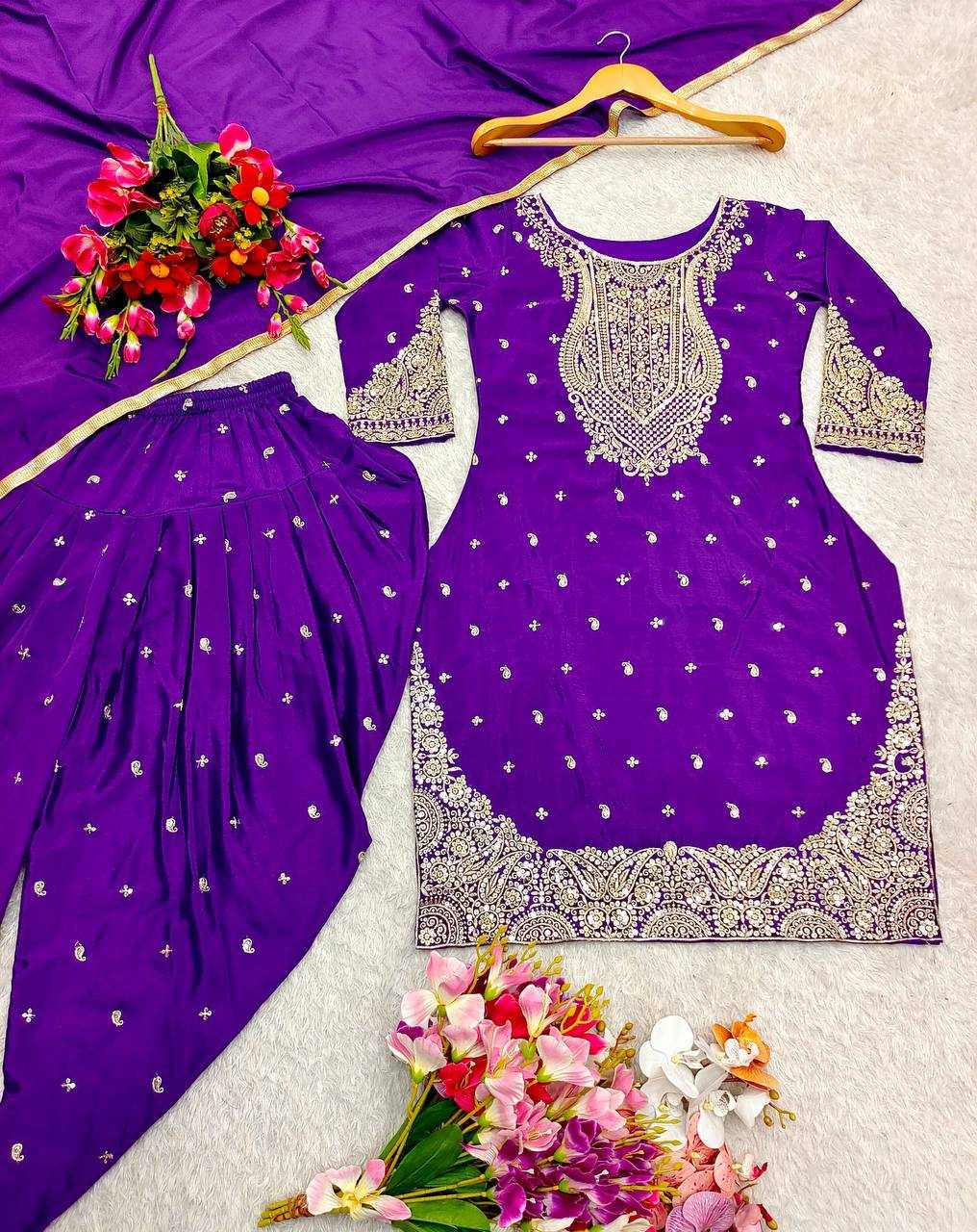Ynf Chinon Silk KESH506 1153 Suits & Dresses Wedding Collections Festive Collections Wholesale Embroidery Suits Ladies Silk Suit Dhoti Salwar Suit Manufacturer