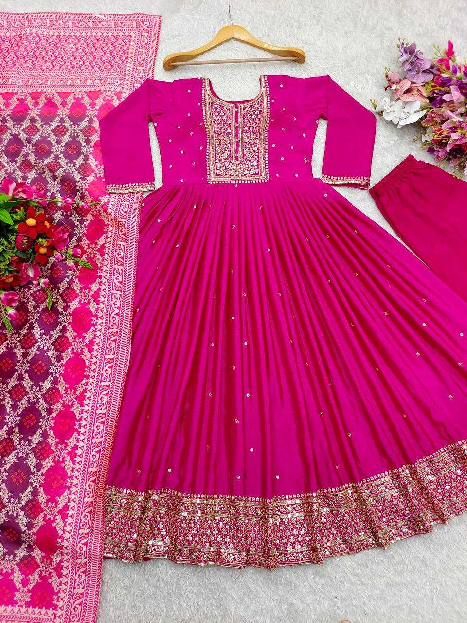 Ynf Chinon Silk KESH506 1154 Gowns Wedding Collections Festive Collections Wholesale Embroidery Gowns Silk Gowns Gown With Dupatta Manufacturer