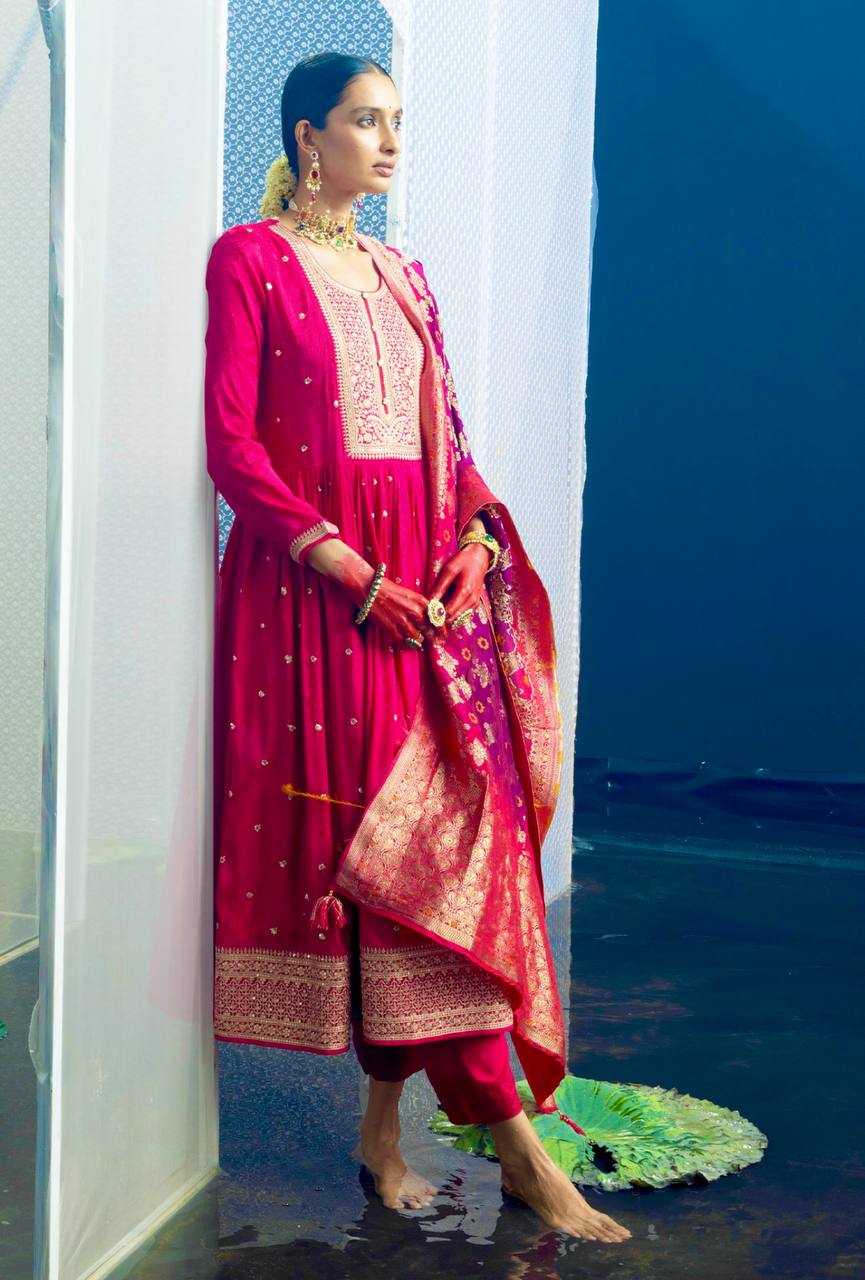Ynf Chinon Silk KESH506 1154 Gowns Wedding Collections Festive Collections Wholesale Embroidery Gowns Silk Gowns Gown With Dupatta Manufacturer