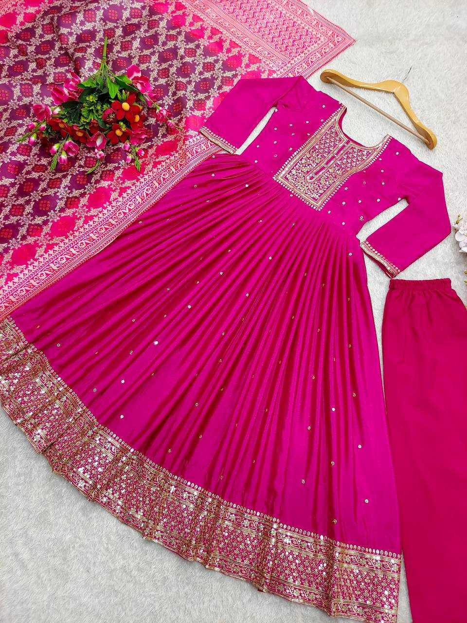Ynf Chinon Silk KESH506 1154 Gowns Wedding Collections Festive Collections Wholesale Embroidery Gowns Silk Gowns Gown With Dupatta Manufacturer