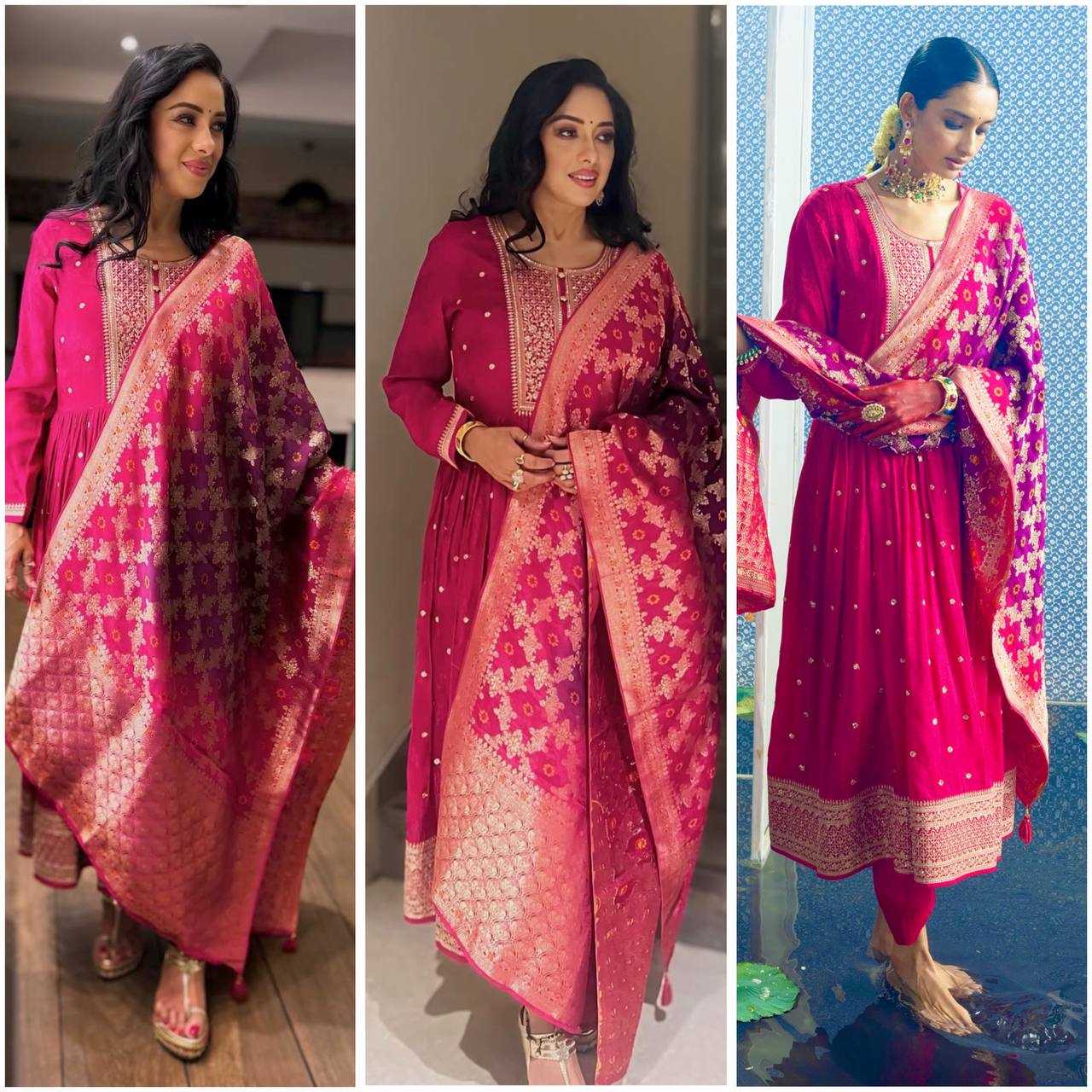 Ynf Chinon Silk KESH506 1154 Gowns Wedding Collections Festive Collections Wholesale Embroidery Gowns Silk Gowns Gown With Dupatta Manufacturer