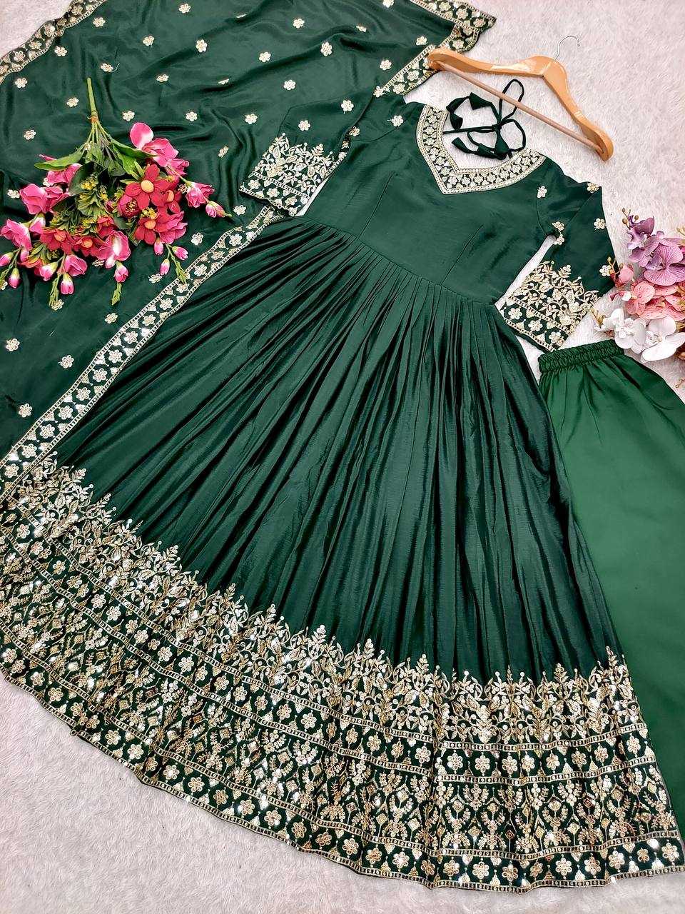 Ynf Chinon Silk KESH506 1155 Gowns Wedding Collections Festive Collections Wholesale Embroidery Gowns Silk Gowns Sequin Gowns Manufacturer