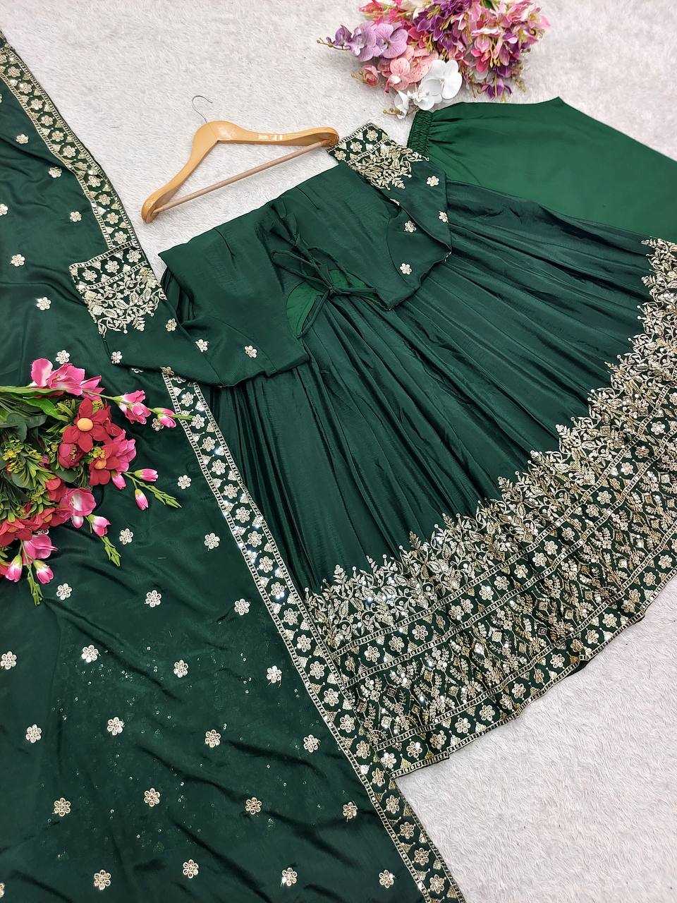 Ynf Chinon Silk KESH506 1155 Gowns Wedding Collections Festive Collections Wholesale Embroidery Gowns Silk Gowns Sequin Gowns Manufacturer