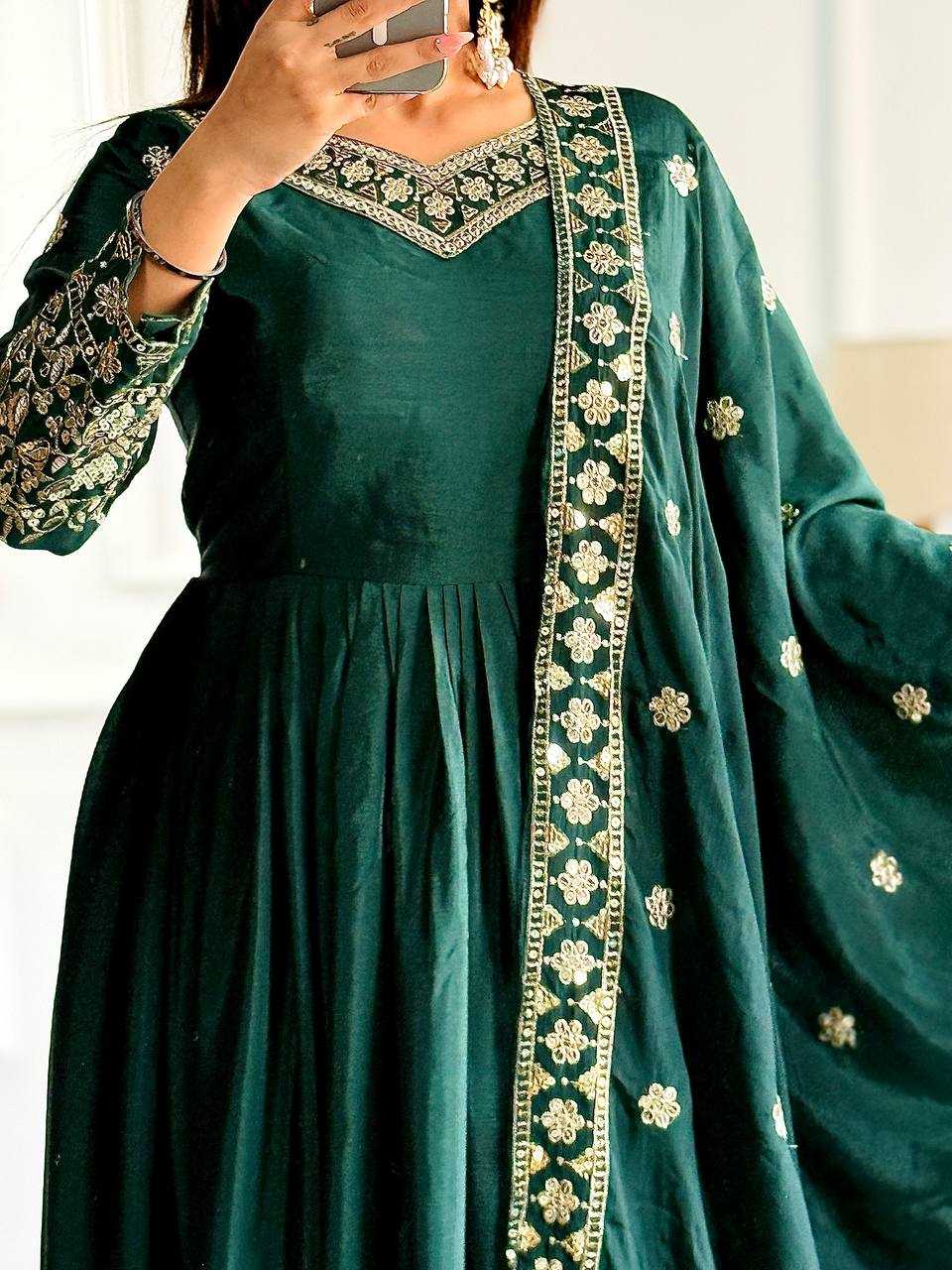 Ynf Chinon Silk KESH506 1155 Gowns Wedding Collections Festive Collections Wholesale Embroidery Gowns Silk Gowns Sequin Gowns Manufacturer