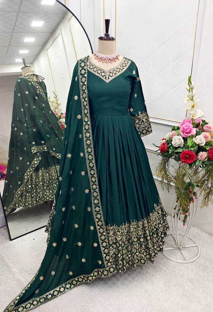 Ynf Chinon Silk KESH506 1155 Gowns Wedding Collections Festive Collections Wholesale Embroidery Gowns Silk Gowns Sequin Gowns Manufacturer