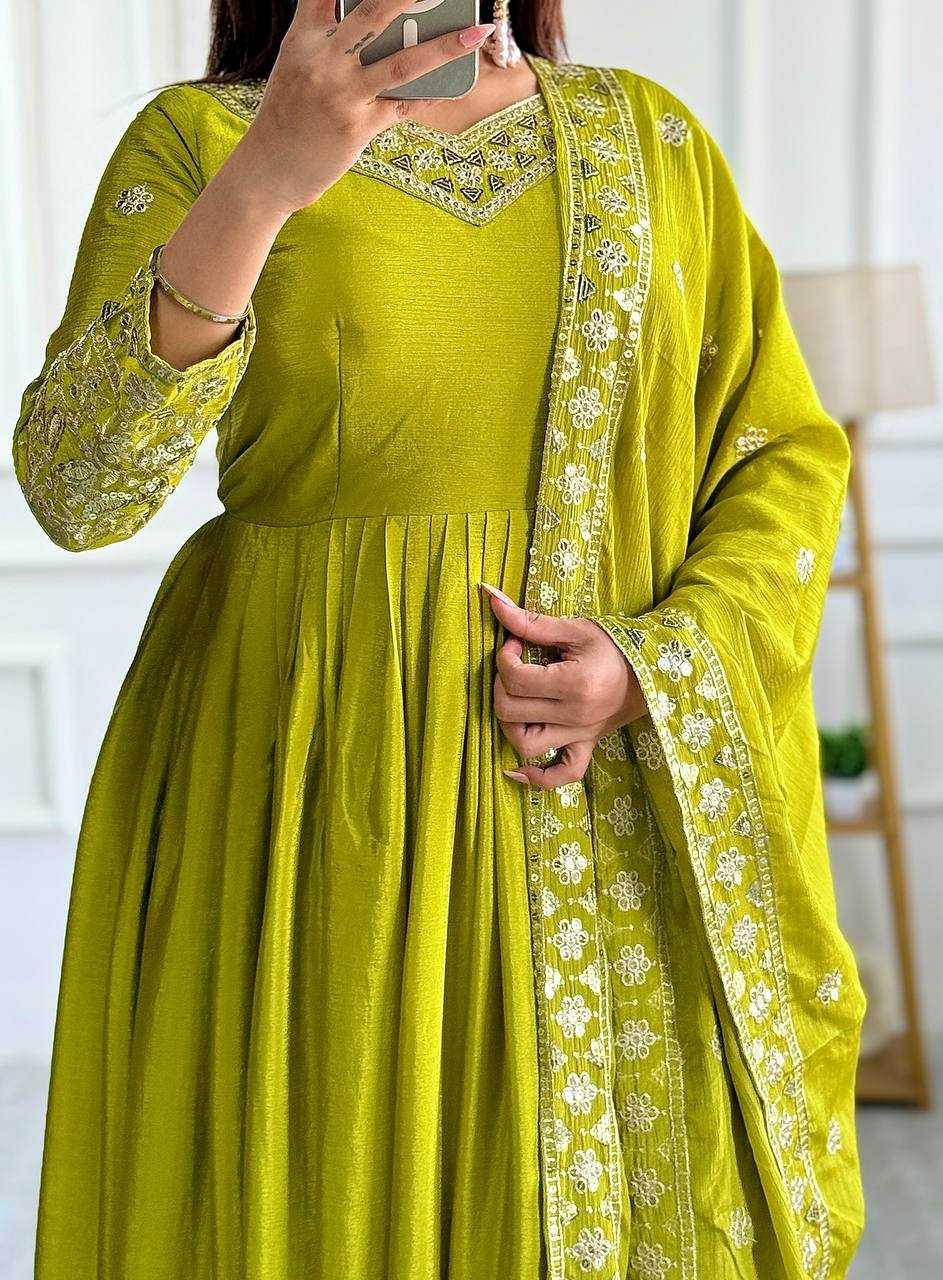Ynf Chinon Silk KESH506 1155 Gowns Wedding Collections Festive Collections Wholesale Embroidery Gowns Silk Gowns Sequin Gowns Manufacturer