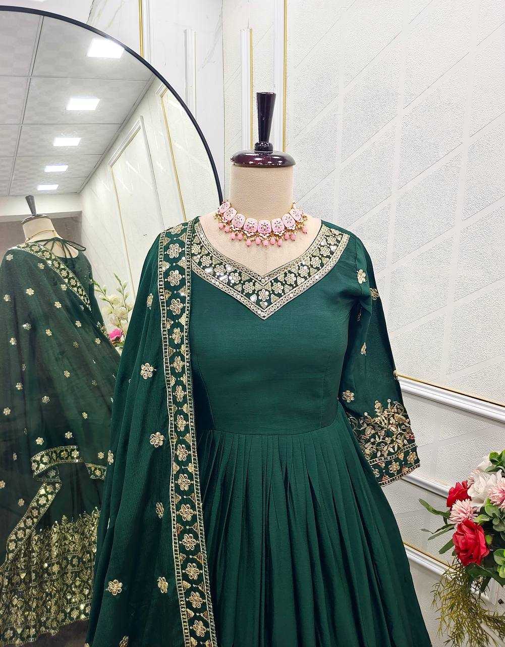 Ynf Chinon Silk KESH506 1155 Gowns Wedding Collections Festive Collections Wholesale Embroidery Gowns Silk Gowns Sequin Gowns Manufacturer