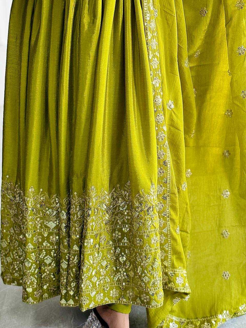 Ynf Chinon Silk KESH506 1155 Gowns Wedding Collections Festive Collections Wholesale Embroidery Gowns Silk Gowns Sequin Gowns Manufacturer