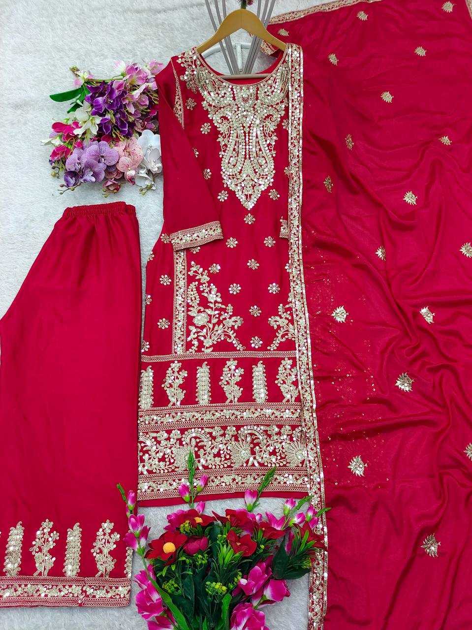 Ynf Chinon Silk KESH506 1158 Suits & Dresses Wedding Collections Festive Collections Wholesale Sharara Salwar Suits Embroidery Suits Ladies Silk Suit Manufacturer