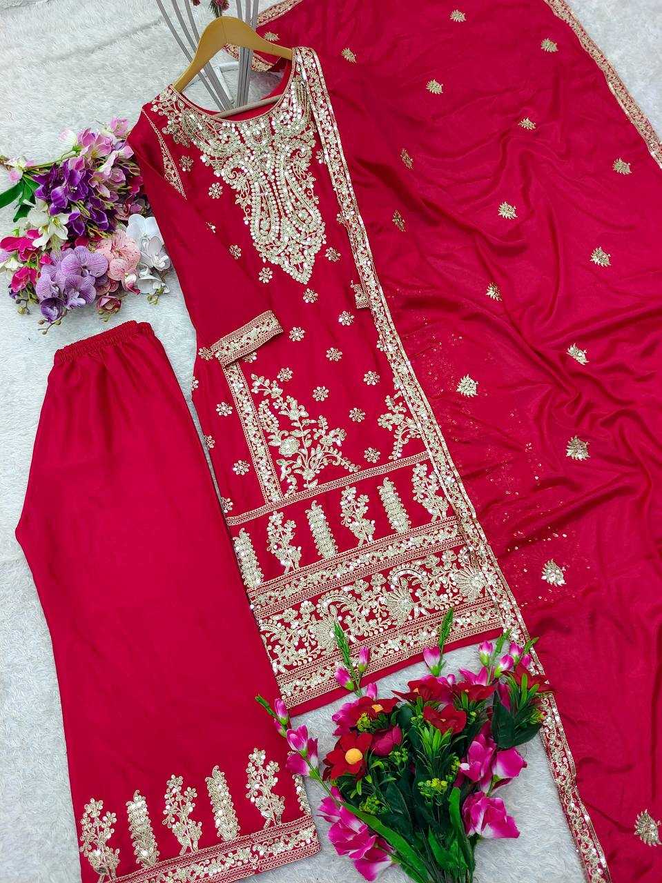 Ynf Chinon Silk KESH506 1158 Suits & Dresses Wedding Collections Festive Collections Wholesale Sharara Salwar Suits Embroidery Suits Ladies Silk Suit Manufacturer