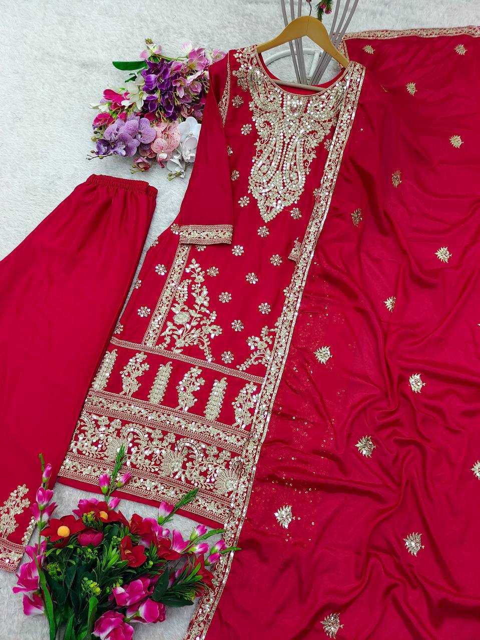 Ynf Chinon Silk KESH506 1158 Suits & Dresses Wedding Collections Festive Collections Wholesale Sharara Salwar Suits Embroidery Suits Ladies Silk Suit Manufacturer