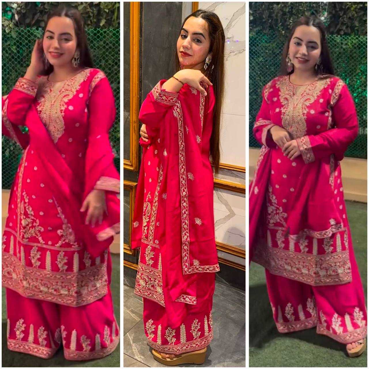 Ynf Chinon Silk KESH506 1158 Suits & Dresses Wedding Collections Festive Collections Wholesale Sharara Salwar Suits Embroidery Suits Ladies Silk Suit Manufacturer