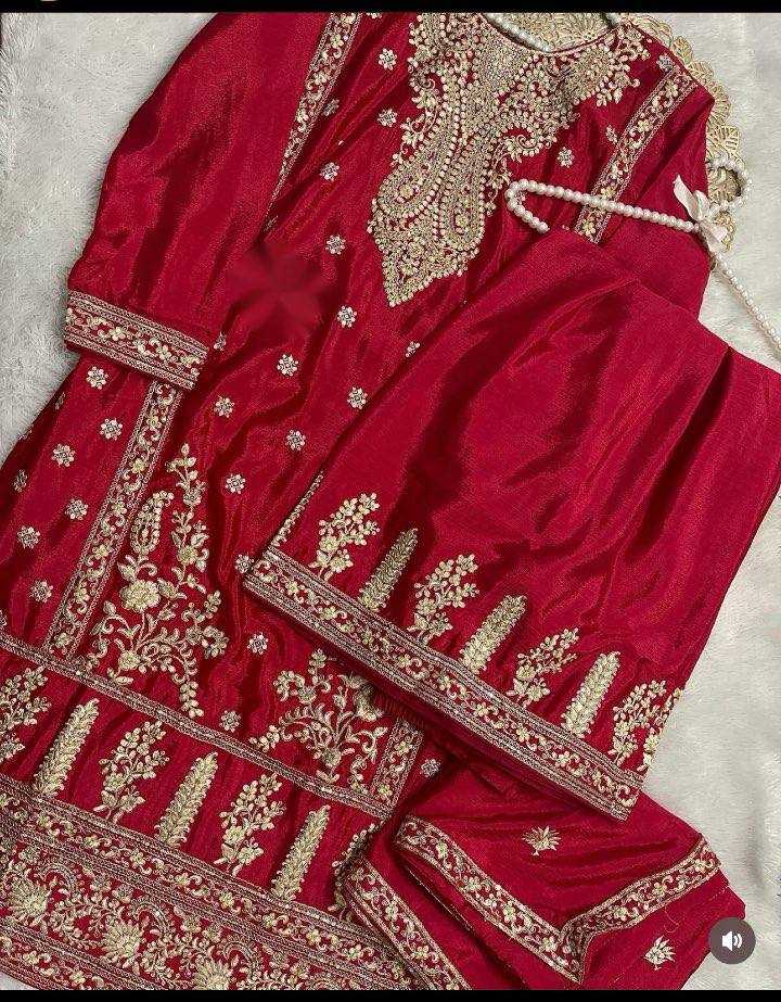 Ynf Chinon Silk KESH506 1158 Suits & Dresses Wedding Collections Festive Collections Wholesale Sharara Salwar Suits Embroidery Suits Ladies Silk Suit Manufacturer
