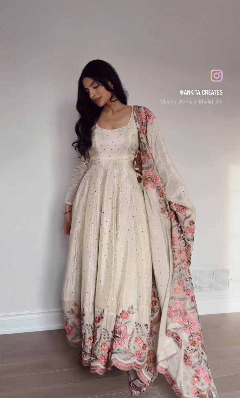 Ynf Chinon Silk KESH506 1187 Gowns Wholesale Fancy Gowns Embroidery Gowns Designer Gowns Manufacturer