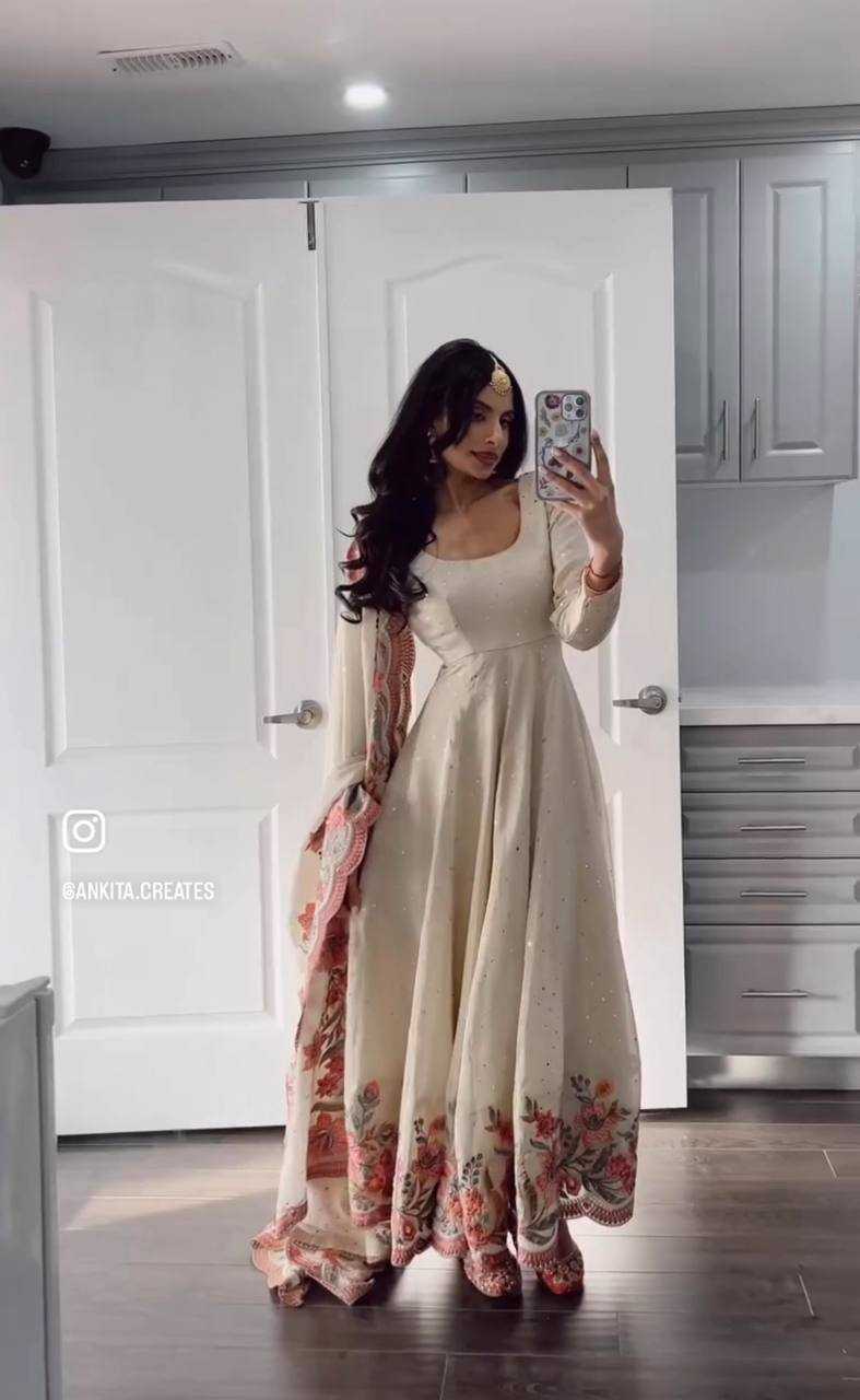 Ynf Chinon Silk KESH506 1187 Gowns Wholesale Fancy Gowns Embroidery Gowns Designer Gowns Manufacturer