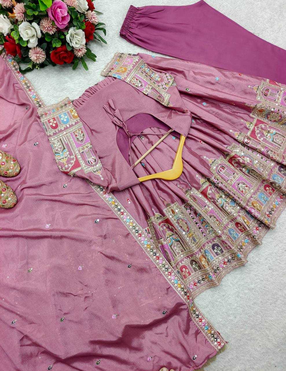 Ynf Chinon Silk KESH506 1191 Gowns Wholesale Fancy Gowns Embroidery Gowns Designer Gowns Manufacturer